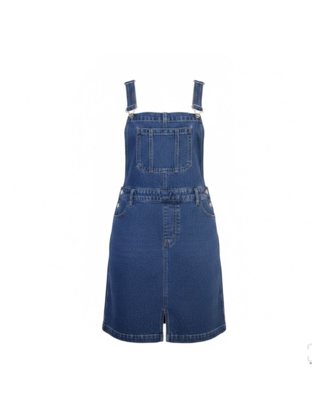 Dont Think Twice Womens Blue Denim Overall Dress Adjustable Straps Size 12